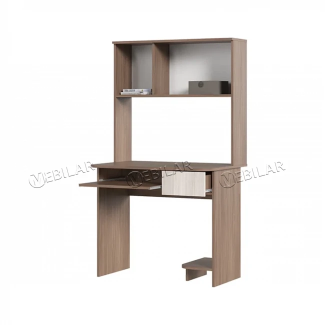 Компьютерный стол №2 с надстройкой Стендмебель ясень шимо