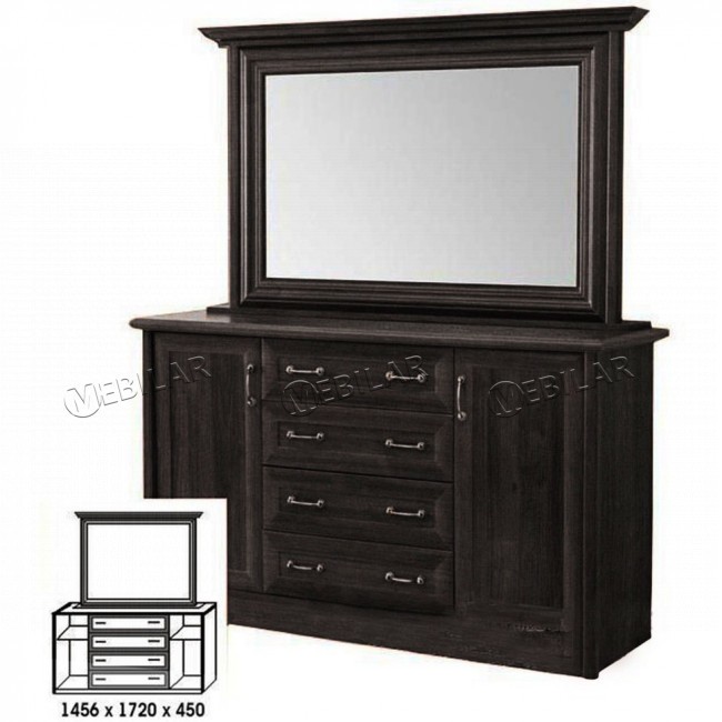 Комод Цезарь 4 с зеркалом венге Комод Цезарь 4 с зеркалом венге