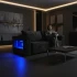 Диван прямой Лофт Люкс плюш с подсветкой 140x195 см черный